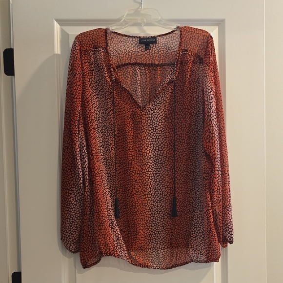 Lane Bryant Red and Black Sheer Blouse - Picture 1 of 2